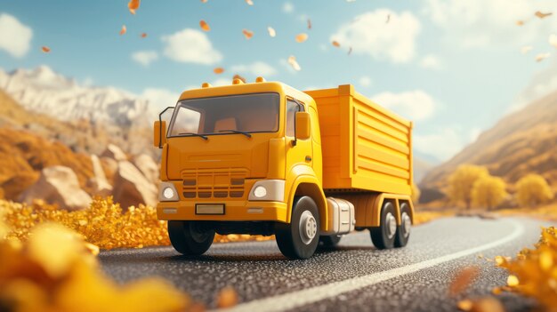 3d cartoon truck illustration