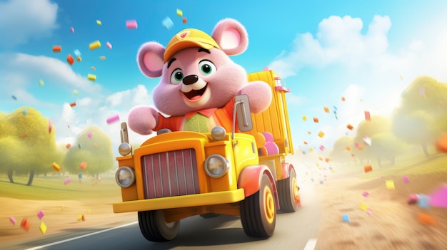 Free Photo 3d cartoon truck illustration