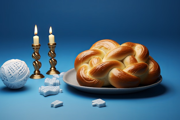 Free Photo 3d challah dish for hanukkah