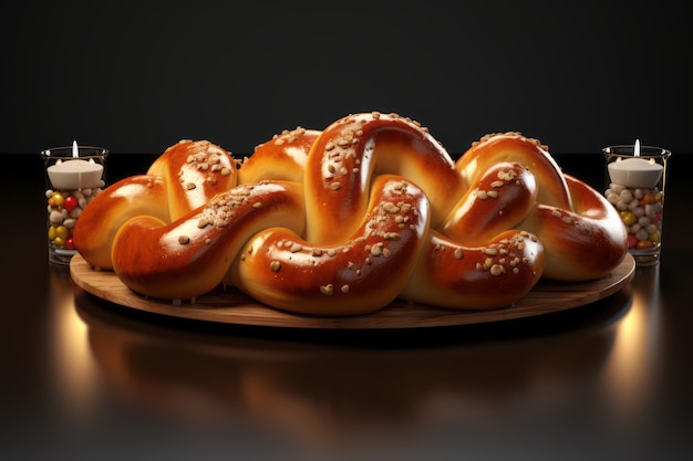 Free photo 3d challah dish for hanukkah