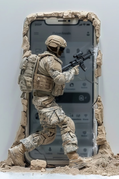 3d character emerging from a smartphone