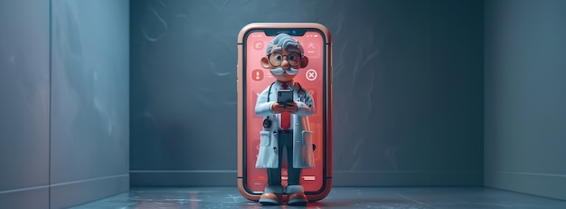 Free Photo 3d character emerging from a smartphone