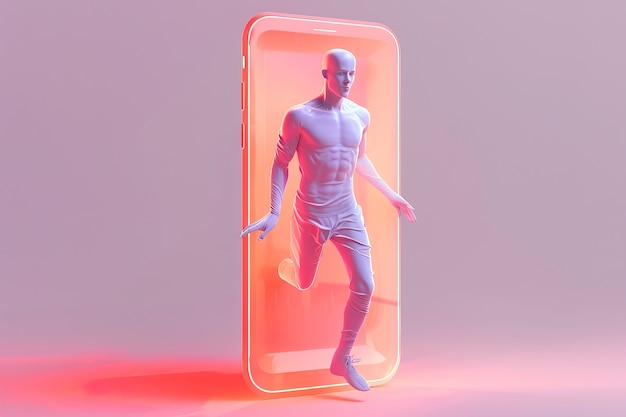 3d character emerging from a smartphone