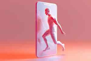 Free photo 3d character emerging from a smartphone