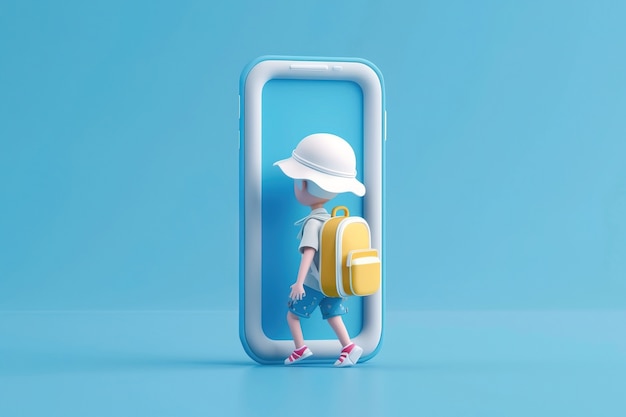 Free Photo 3d character emerging from a smartphone