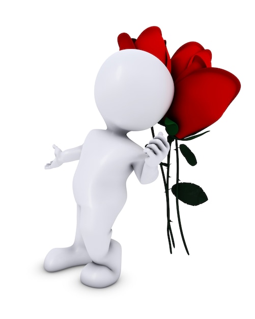 3d character with roses