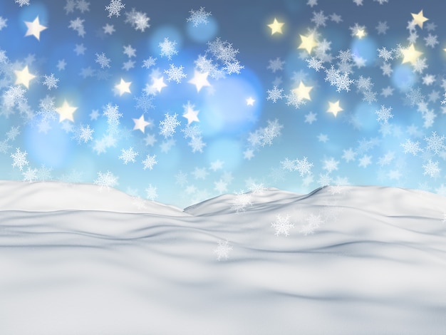 Free photo 3d christmas background with snowflakes and stars