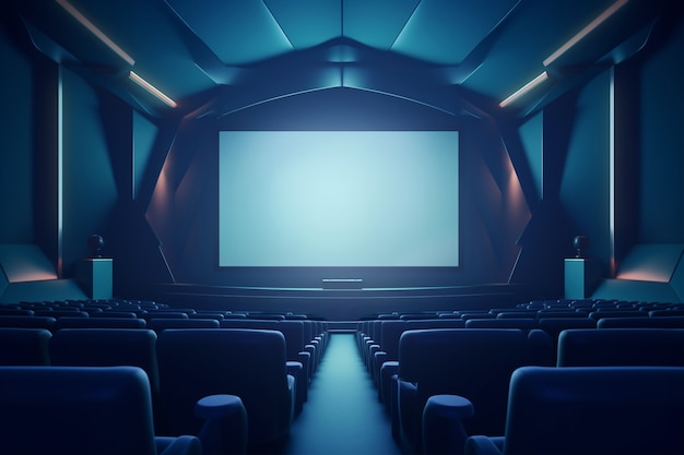 Free photo 3d cinema theatre room with seating