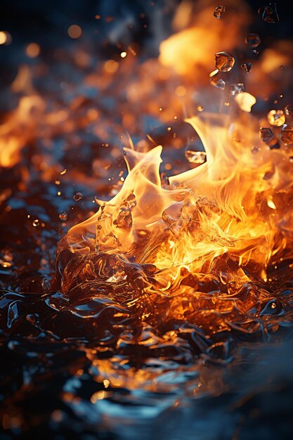 3d close up fire elements background