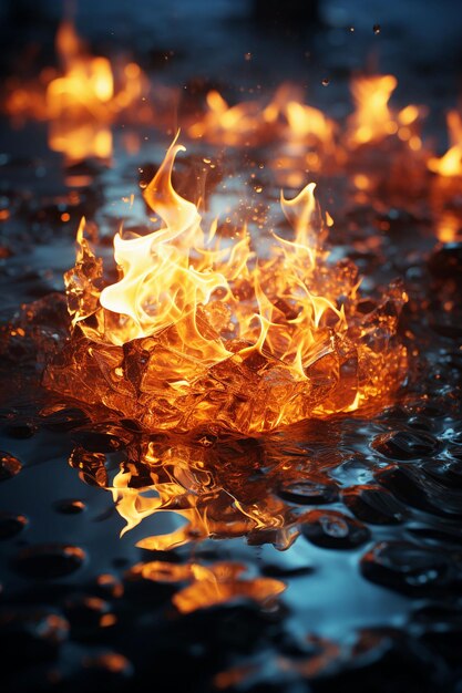 3d close up fire elements