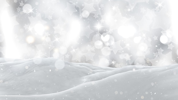 Free Photo 3d close up of snow on a silver starry background