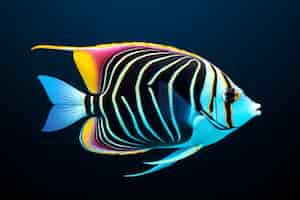 Free photo 3d colorful fish with dark background