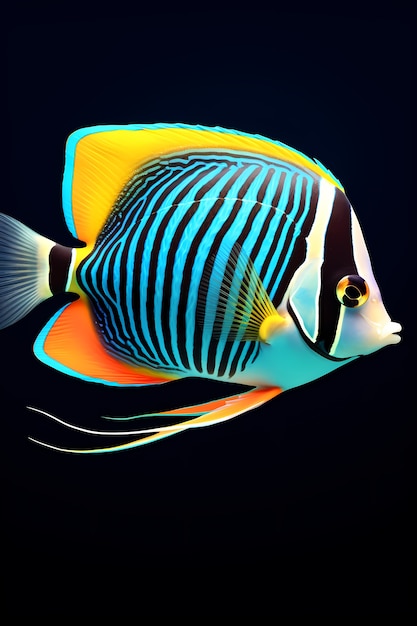 Free Photo 3d colorful fish with dark background