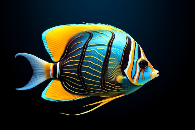 Free photo 3d colorful fish with dark background