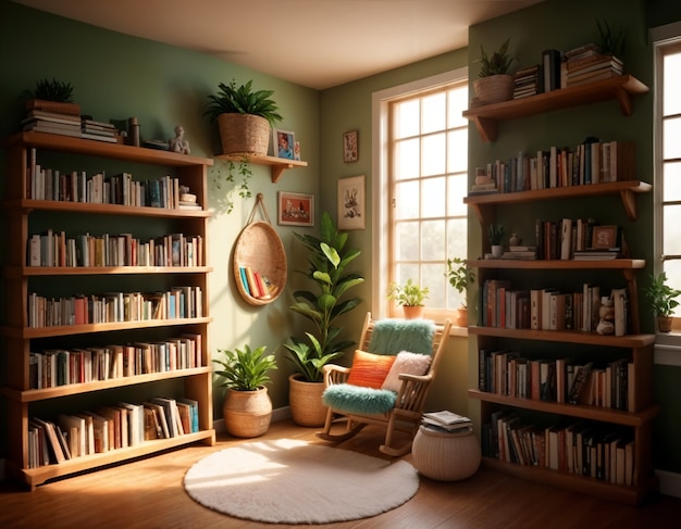 Free photo 3d cozy reading room