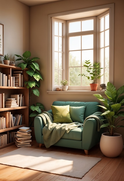 3d cozy reading room