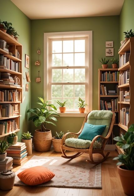 Free photo 3d cozy reading room