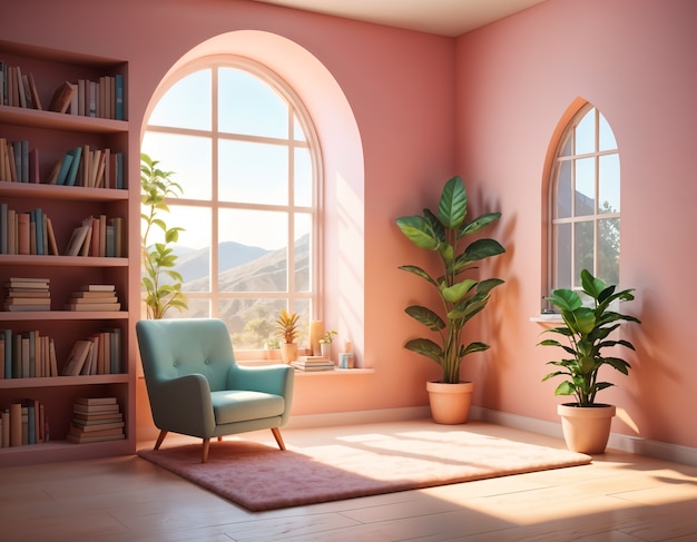 3d cozy reading room