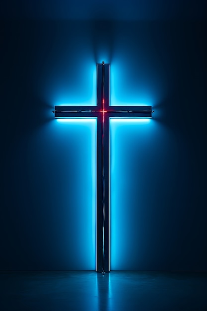 3d cross with bright lights