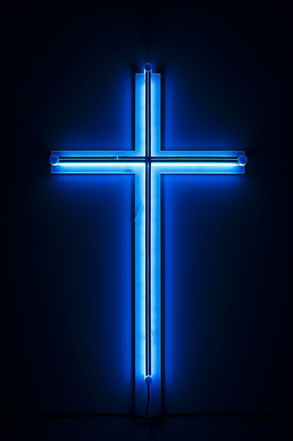 3d cross with neon lights