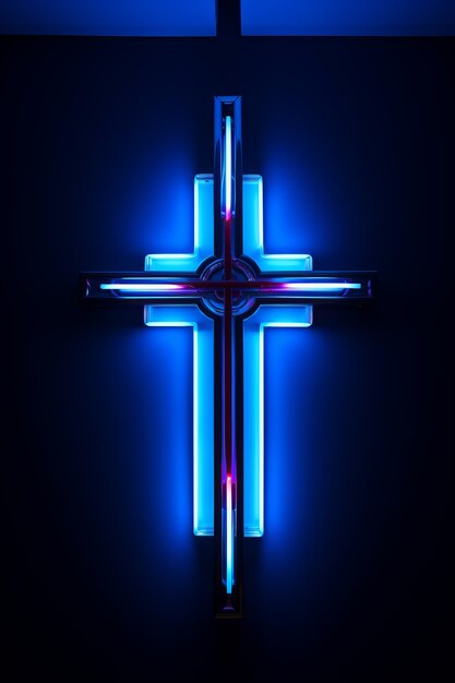 3d cross with neon lights