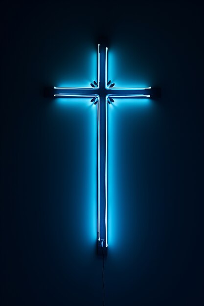 3d cross with neon lights