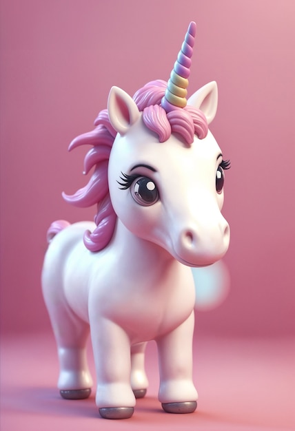 Free photo 3d cute unicorn character