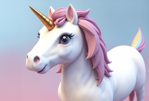 Free photo 3d cute unicorn character