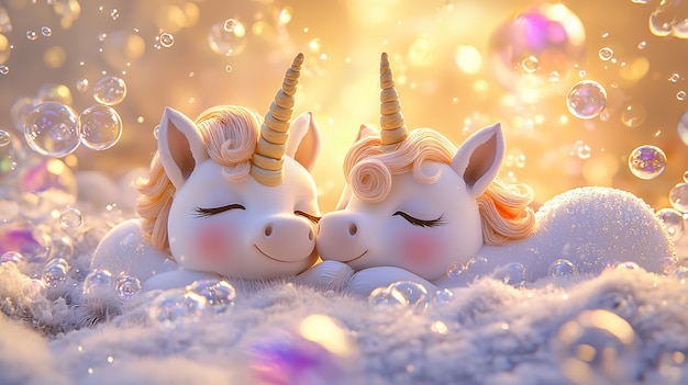 Free Photo 3d cute unicorn illustration