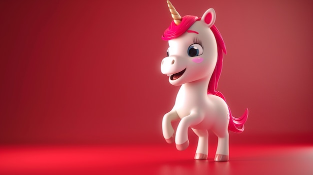 Free photo 3d cute unicorn illustration