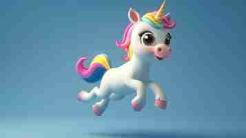 Free photo 3d cute unicorn illustration