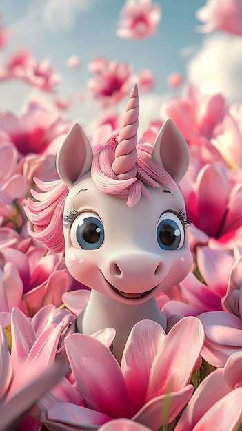 Free photo 3d cute unicorn illustration