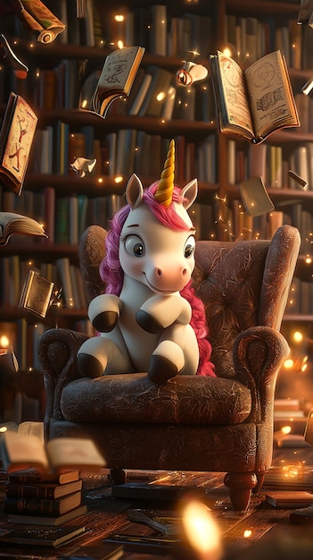 Free photo 3d cute unicorn illustration