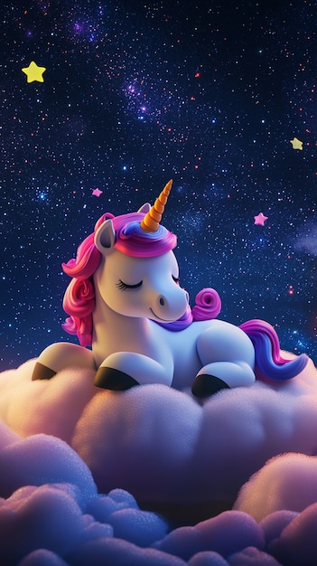 3d cute unicorn illustration