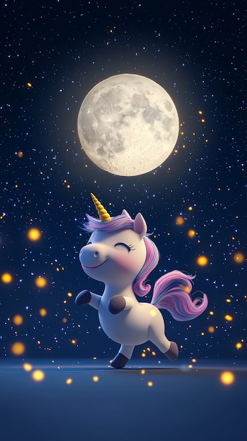 Free photo 3d cute unicorn illustration