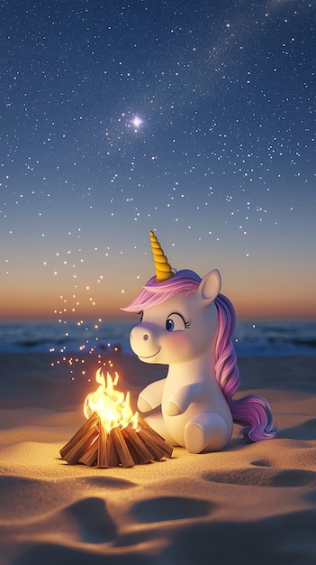 Free photo 3d cute unicorn illustration