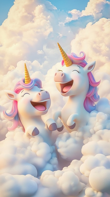 Free Photo 3d cute unicorn illustration