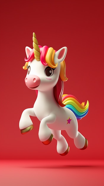 Free photo 3d cute unicorn illustration