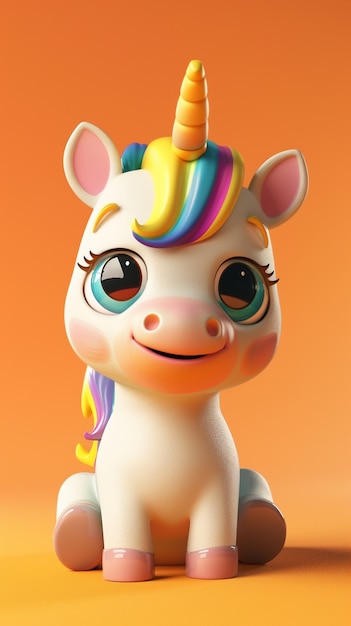 Free photo 3d cute unicorn illustration