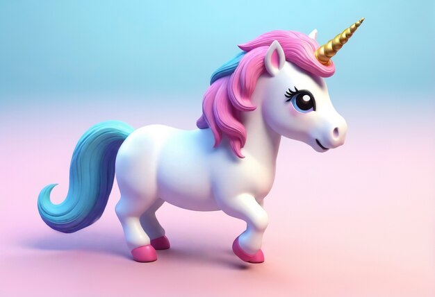 Free Photo 3d cute unicorn