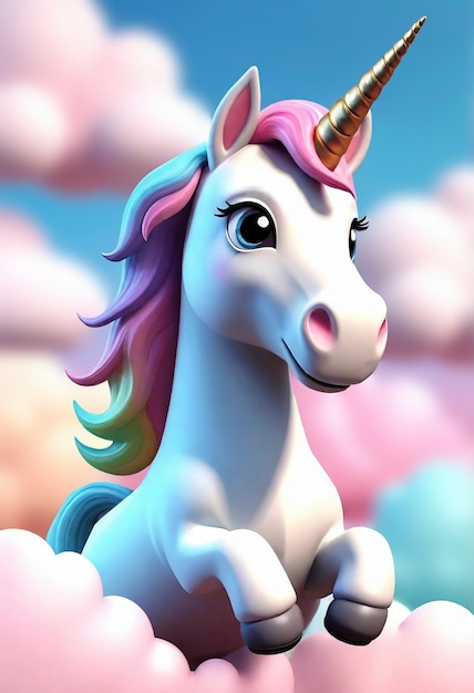 Free photo 3d cute unicorn