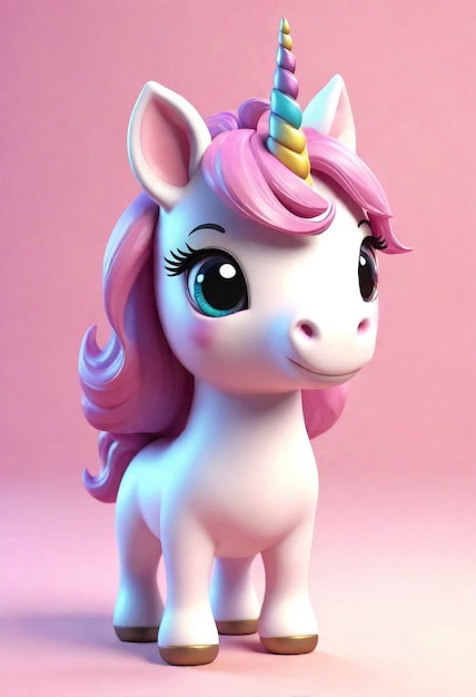 Free Photo 3d cute unicorn