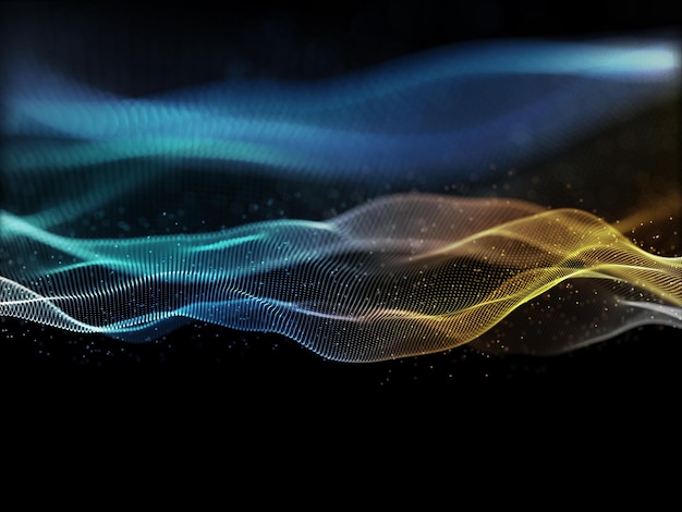 Free Photo 3d data technology background with flowing particles