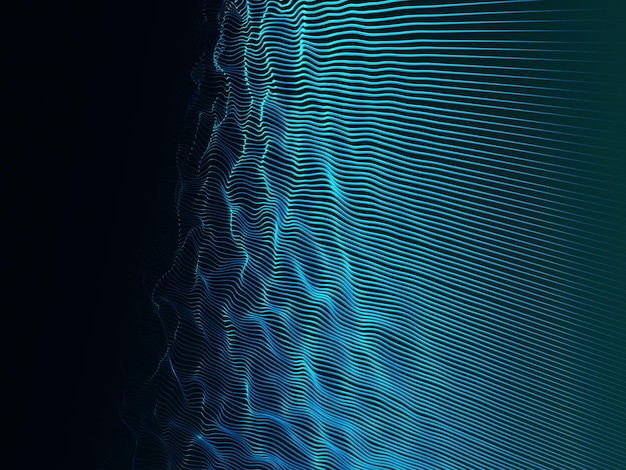 Free Photo 3d data technology background with flowing waves