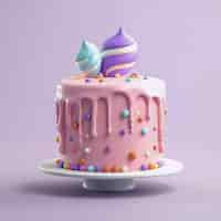 Free photo 3d decorated birthday cake