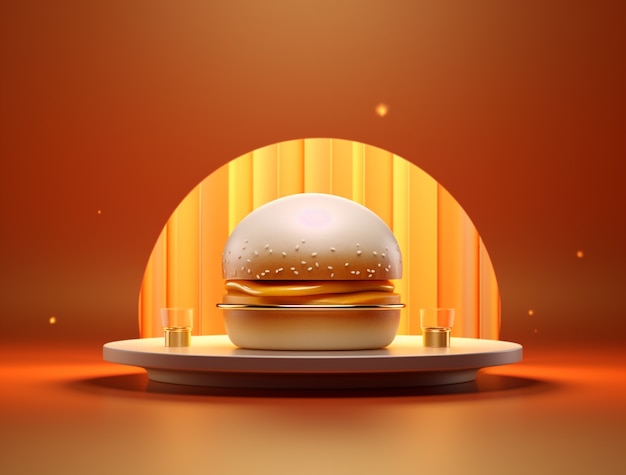 Free Photo 3d delicious burger showcased on podium