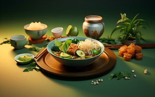 Free Photo 3d delicious food for tet vietnamese new year