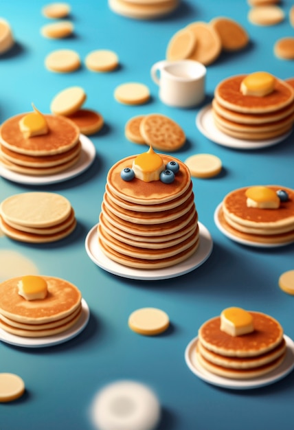 Free Photo 3d delicious pancakes still life