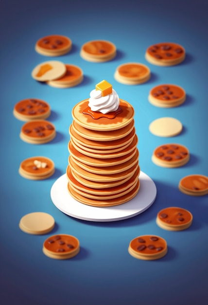 Free Photo 3d delicious pancakes still life