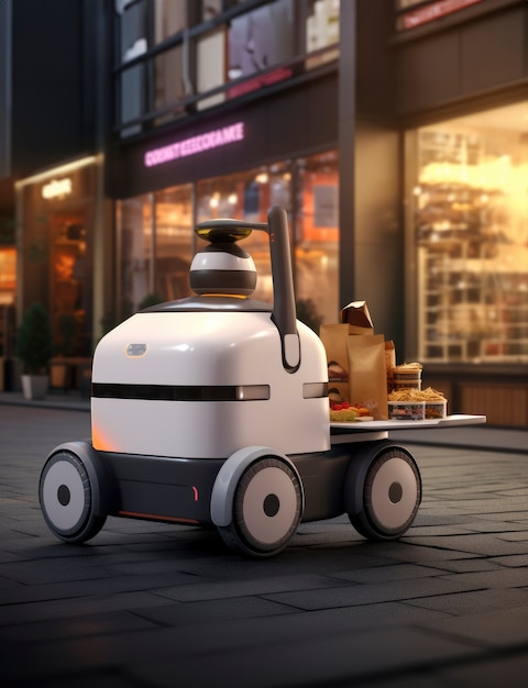 Free photo 3d delivery robot working